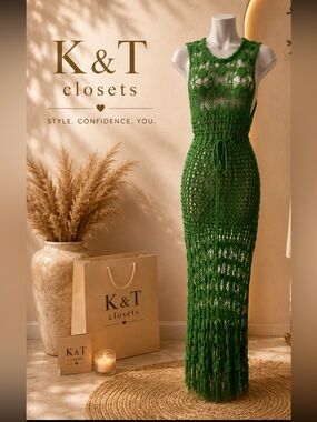 Green Crochet Maxi Dress